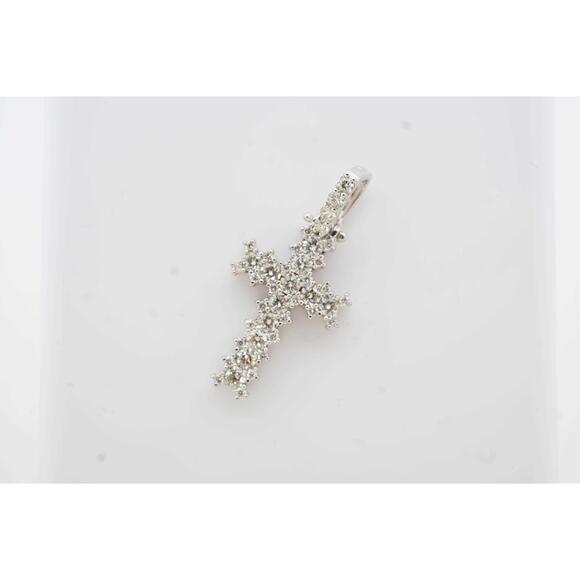 Estate Sale 1.75TCW Diamond Cross Pendant 14k White Gold F-G VS2 Estate Jewelry - Picture 3 of 7